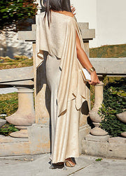 Summer Beige Asymmetrical Off Shoulder Sexy Two-Piece Set