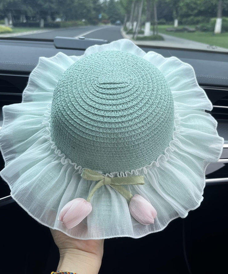 Summer Beige Straw Woven Princess Sunshade Hat