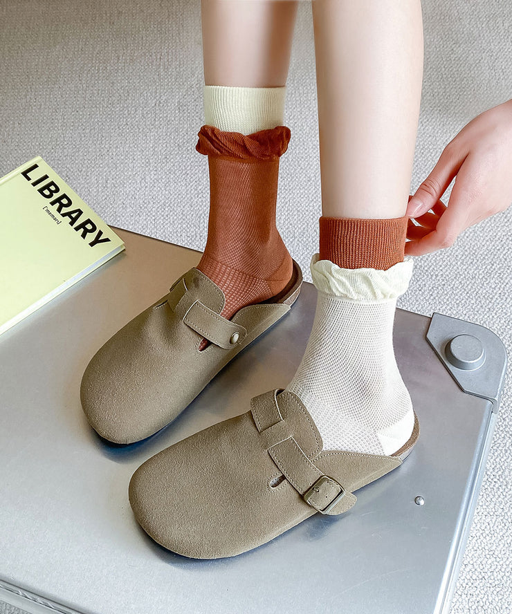 Summer Breathable Thin Patchwork Mid Calf Socks
