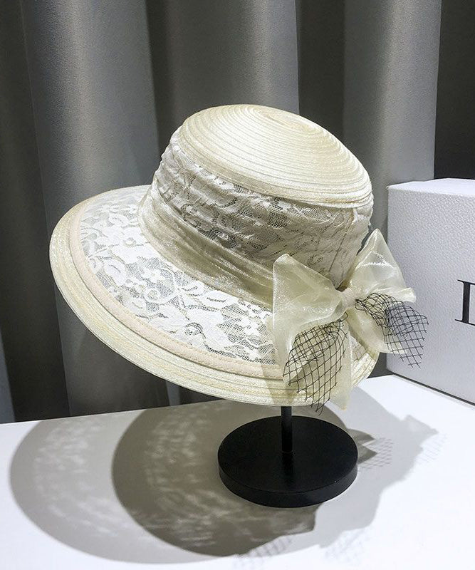 Summer Fashion Black Lace Bow Tulle Bucket Hat