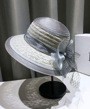 Summer Fashion Black Lace Bow Tulle Bucket Hat