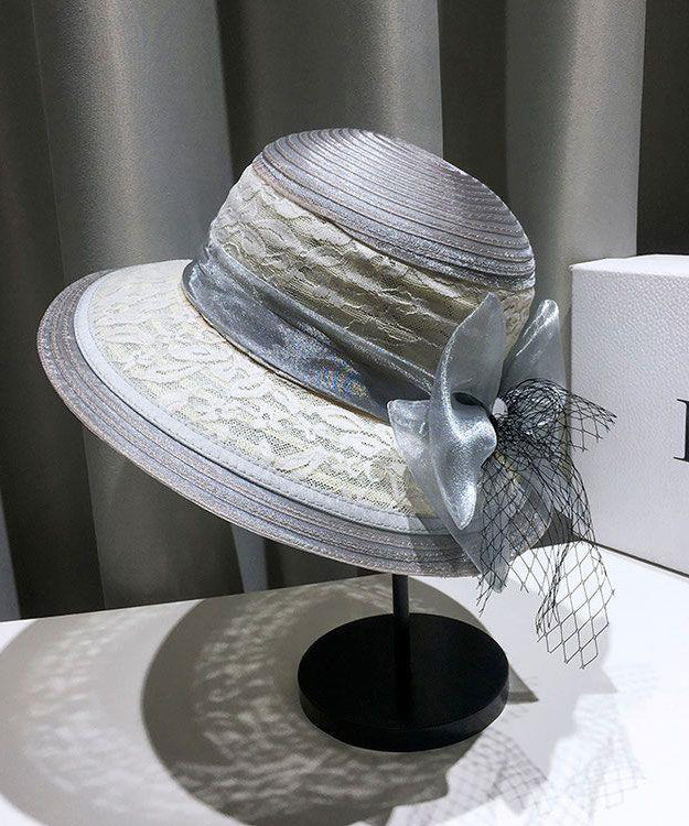 Summer Fashion Black Lace Bow Tulle Bucket Hat