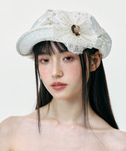 Summer Japanese Silk Pleated Floral Versatile Breton Hat