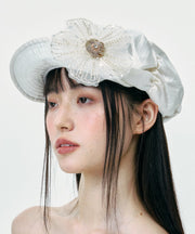 Summer Japanese Silk Pleated Floral Versatile Breton Hat