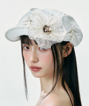 Summer Japanese Silk Pleated Floral Versatile Breton Hat