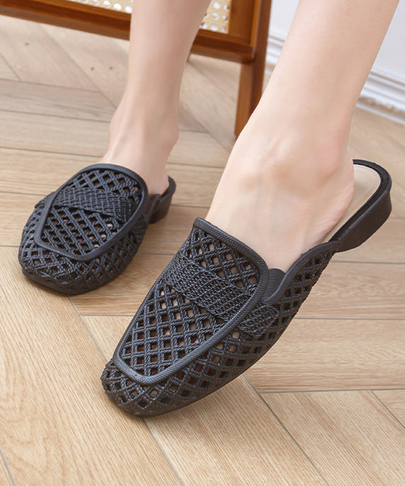 Summer New Apricot Hollow Out Breathable Soft Slide Sandals