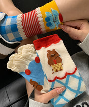 Summer Thin Cute Cartoon Jacquard Mid Calf Socks