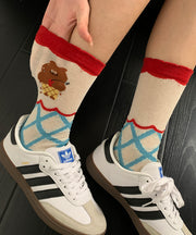 Summer Thin Cute Cartoon Jacquard Mid Calf Socks
