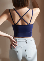 Trendy Navy Fitting Tulle Workout Tops