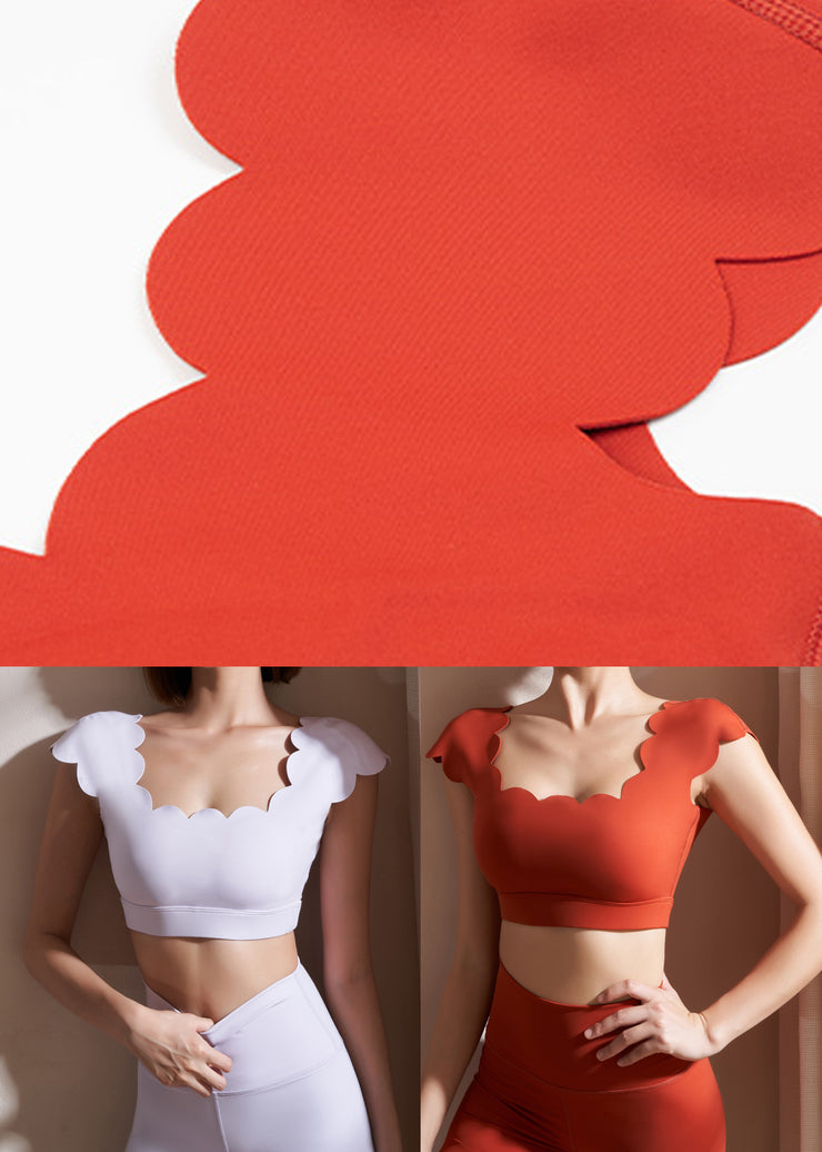 Trendy White O-Neck Solid Gym Yoga Tops