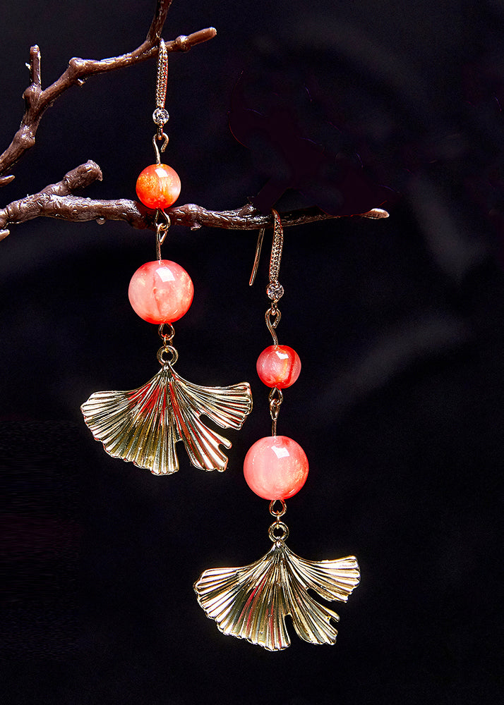 Unique 14K Gold Fan-shaped Drop Earrings 2025 new style
