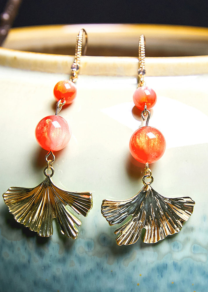 Unique 14K Gold Fan-shaped Drop Earrings 2025 new style