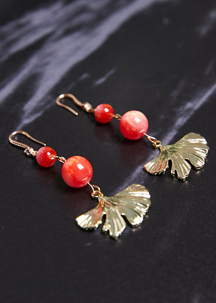Unique 14K Gold Fan-shaped Drop Earrings 2025 new style
