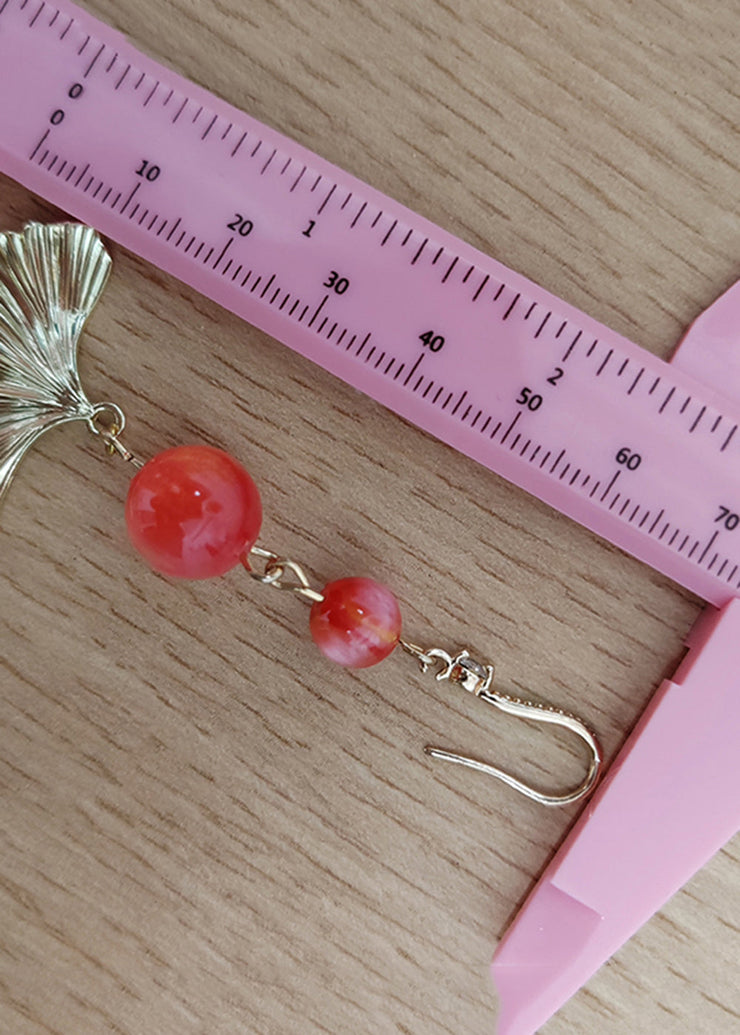 Unique 14K Gold Fan-shaped Drop Earrings 2025 new style