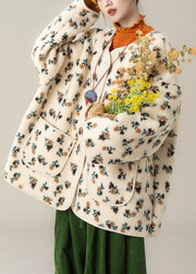 Unique Apricot Oversized Print Teddy Coats Winter