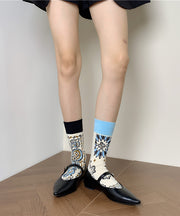 Unique Asymmetric Jacquard Cotton Crew Socks