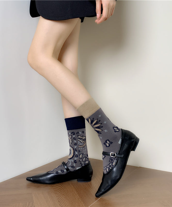 Unique Asymmetric Jacquard Cotton Crew Socks