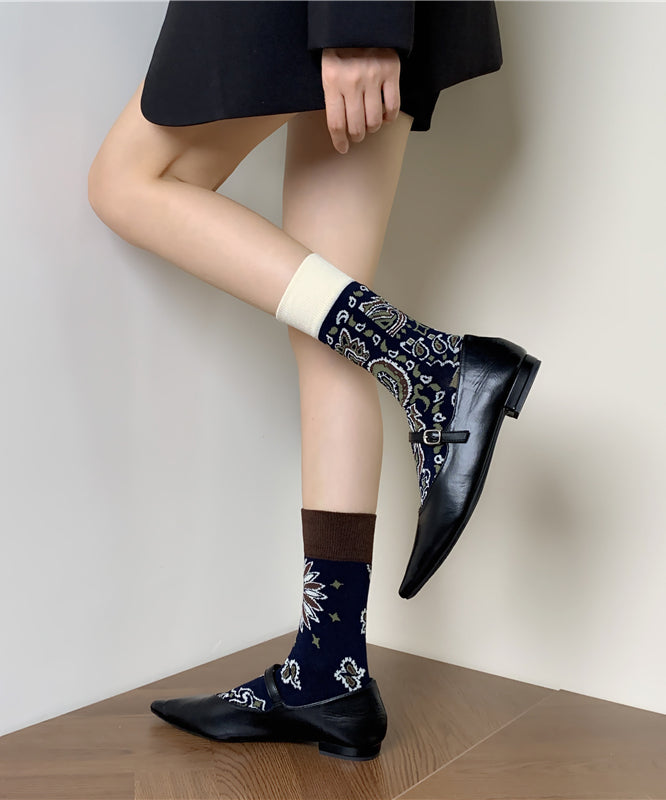 Unique Asymmetric Jacquard Cotton Crew Socks