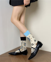 Unique Asymmetric Jacquard Cotton Crew Socks