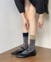 Unique Asymmetric Jacquard Cotton Crew Socks