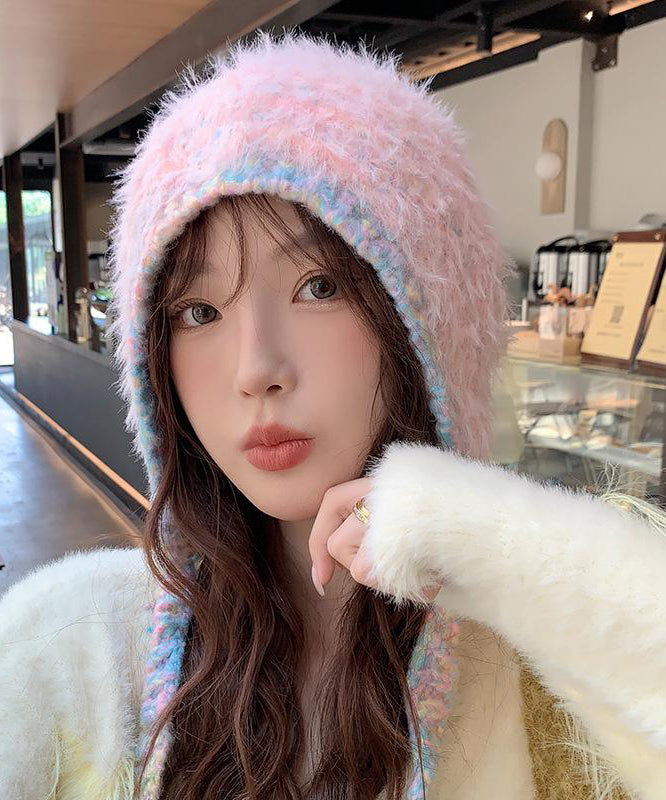 Unique Beige Handmade Knit Bonnie Hat Winter