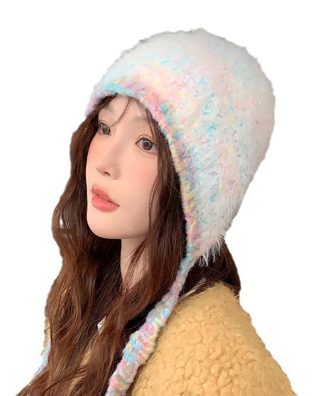 Unique Beige Handmade Knit Bonnie Hat Winter