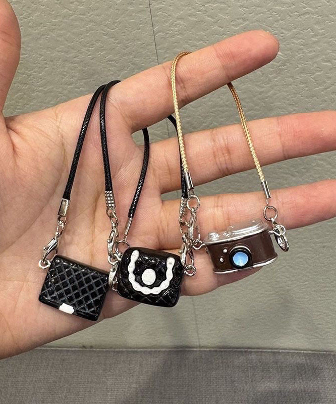 Unique Black Alloy Bag Camera Keychains Three-Piece Set