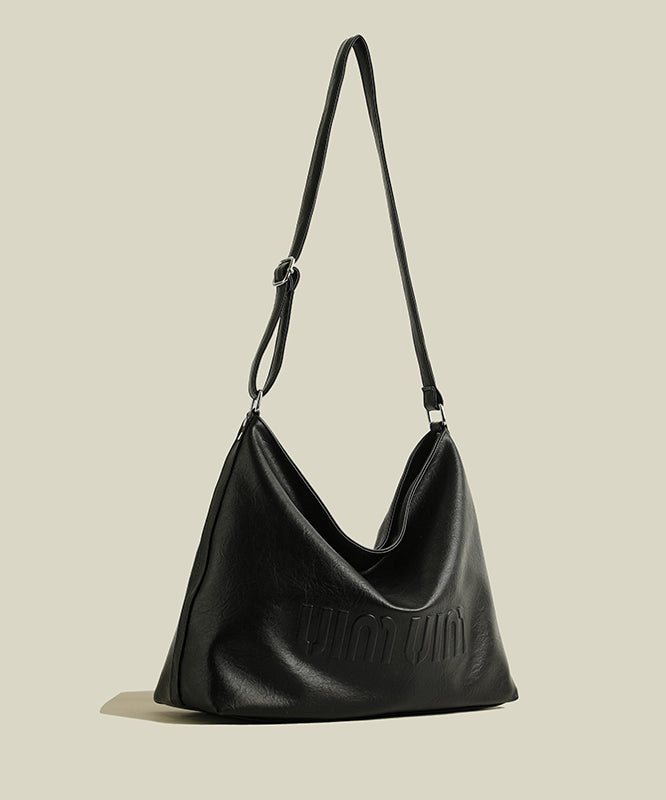 Unique Black Jacquard Faux Leather Messenger Bag