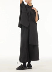 Unique Black Low High Design Cotton Blouses Summer