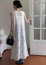 Unique Black Oversized Hollow Out Lace Dress Sleeveless