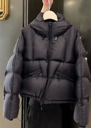 Unique Black Pockets Patchwork Puffer Parka Winter