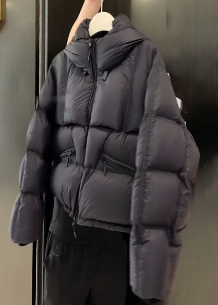 Unique Black Pockets Patchwork Puffer Parka Winter