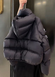 Unique Black Pockets Patchwork Puffer Parka Winter