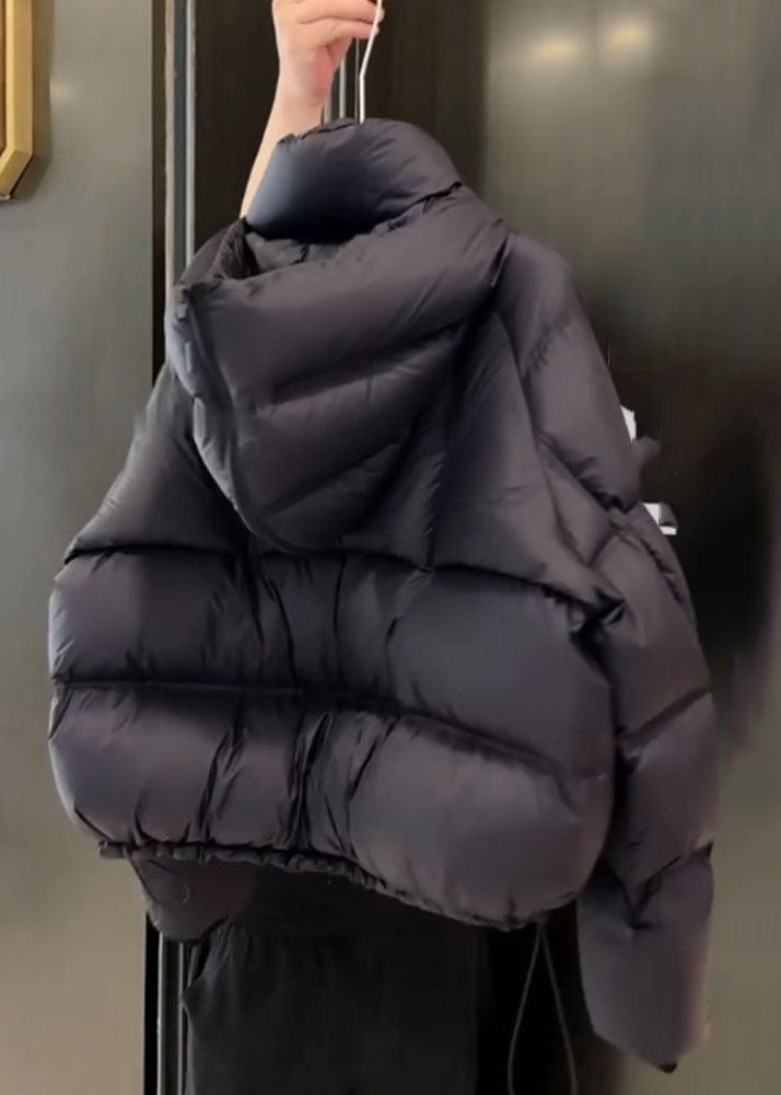 Unique Black Pockets Patchwork Puffer Parka Winter