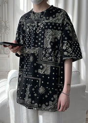 Unique Black Print Original Design Cotton T Shirts Men Half Sleeve