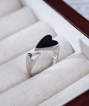 Unique Black Sterling Silver Love Open Rings