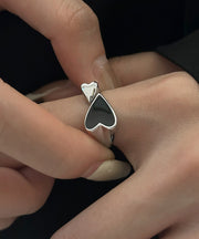 Unique Black Sterling Silver Love Open Rings