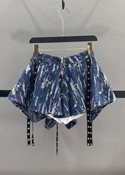 Unique Blue Patchwork Denim A Line Skirt Summer