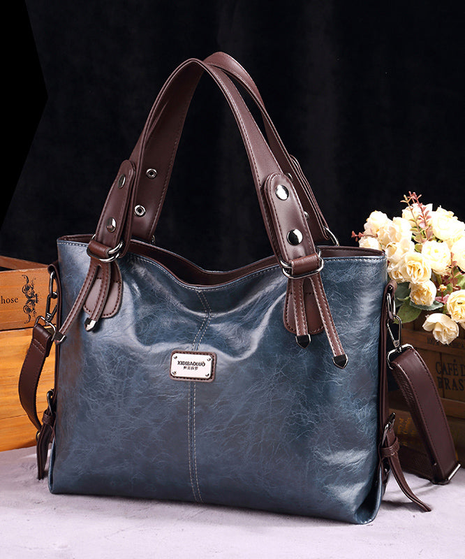 Unique Brown Large Capacity Calf Leather Shoulder Bag