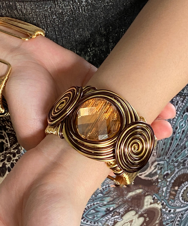Unique Brown Metal Alloy Wrap Cuff