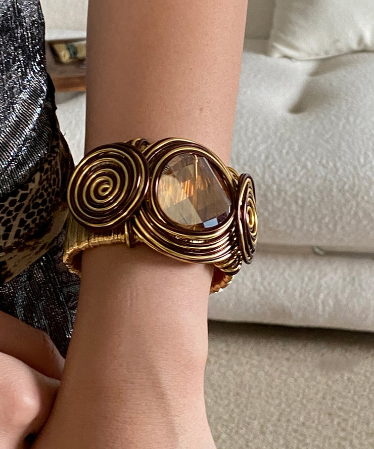 Unique Brown Metal Alloy Wrap Cuff
