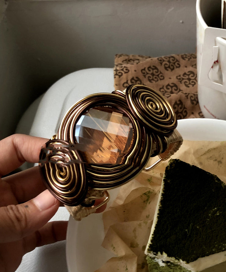 Unique Brown Metal Alloy Wrap Cuff