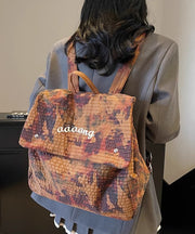 Unique Brown Print Large Capacity Cotton Backpack Bag