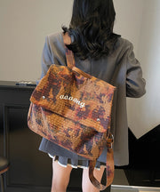 Unique Brown Print Large Capacity Cotton Backpack Bag