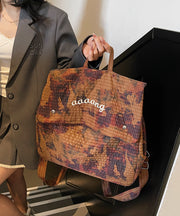 Unique Brown Print Large Capacity Cotton Backpack Bag