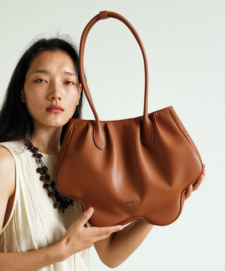 Unique Brown Solid Durable Faux Leather Shoulder Bag