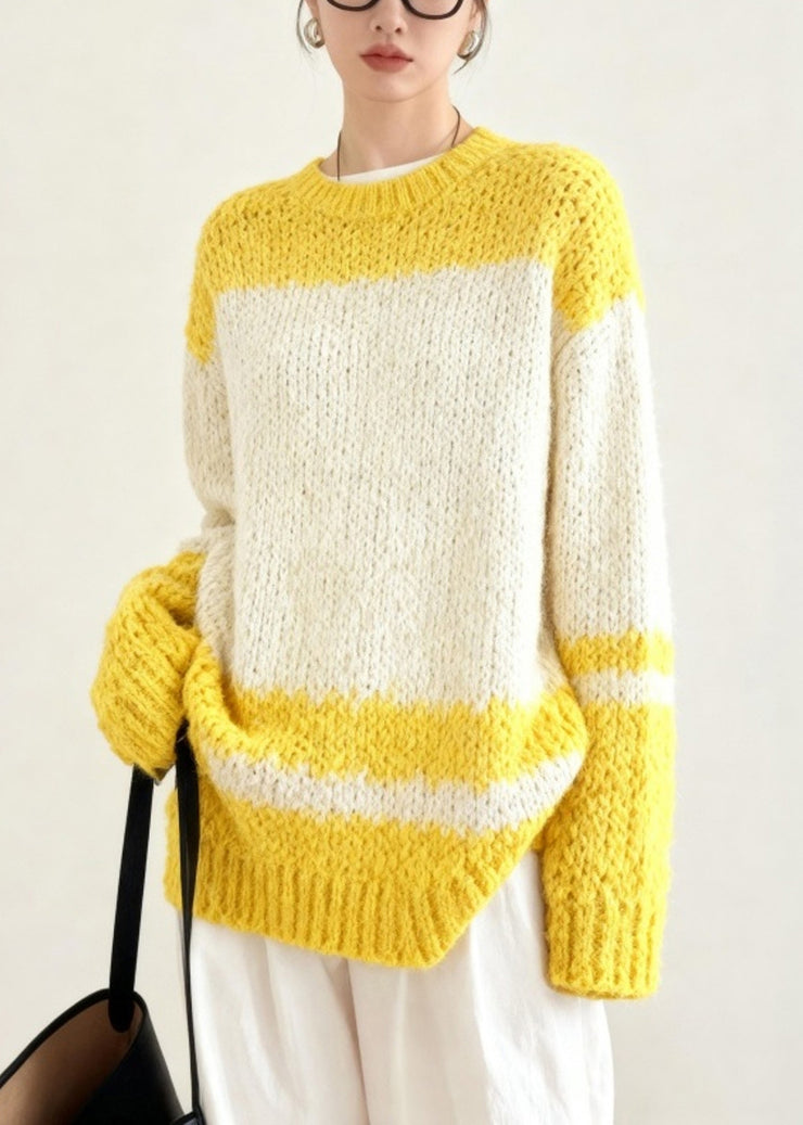 Unique Colorblock Oversized Thick Knitted Tops Winter