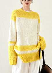 Unique Colorblock Oversized Thick Knitted Tops Winter