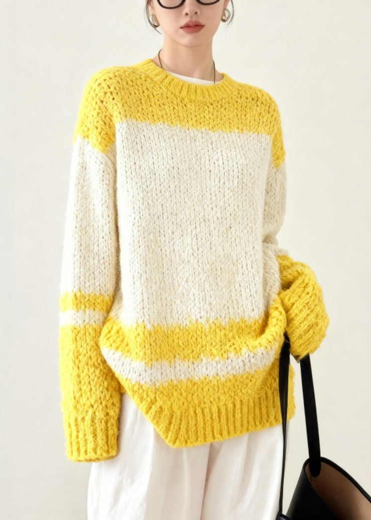 Unique Colorblock Oversized Thick Knitted Tops Winter