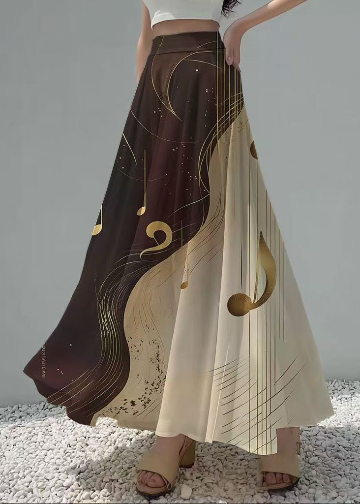 Unique Colorblock Print Exra Large Hem Chiffon Skirt Summer